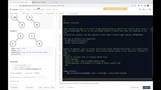 Leetcode 108 Convert Sorted Array to Binary Search Tree - practice of recursion and comments