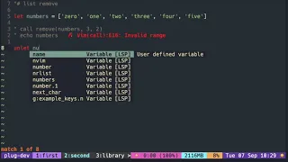 Vimscript Tutorial List delete with an index