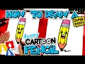 How To Draw A Funny Cartoon Pencil - Easy step-by-step art lesson for kids and adults