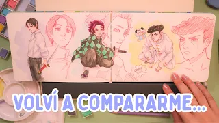 Dibujo 3 PERSONAJES en mi ESTILO y te cuento ☕ | Acuarelas + lápices de colores