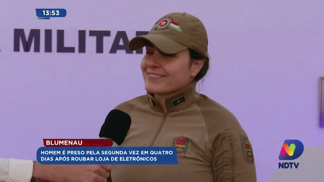 Homem é preso pela segunda vez em quatro dias após roubar loja de eletrônicos em Blumenau