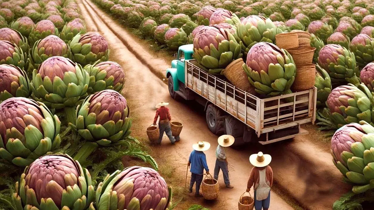 Outline Video How Farmers Harvest and Process 7 Million Tons Of Artichokes - Processing Factory