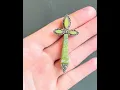 Silver Marcasite Connemara Marble Cross Brooch