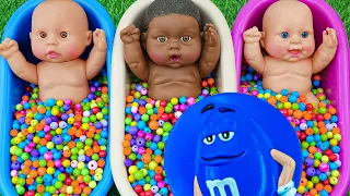 Full of 3 Rainbow BathTubs Candy with M&M's & Magic Slime Cutting Video