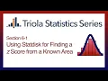 Statdisk Section 6-1 Using Statdisk for Finding a z Score from a Known Area