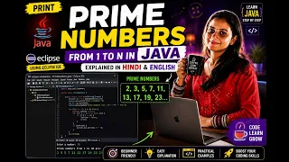 Print Prime Numbers from 1 to N in Java Explained in Hindi English Eclipse Tutorial