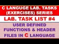C Lab Tasks of User-defined functions and files C Language Lab Tasks List