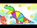 Club Baboo builds a Dinosaur with shapes Could it be a T-REX Learn Shapes and Dinosaurs for Kids