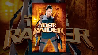 Angelina Jolie's Lara Croft brandishes her pistol in the Lara Croft: Tomb Raider game.