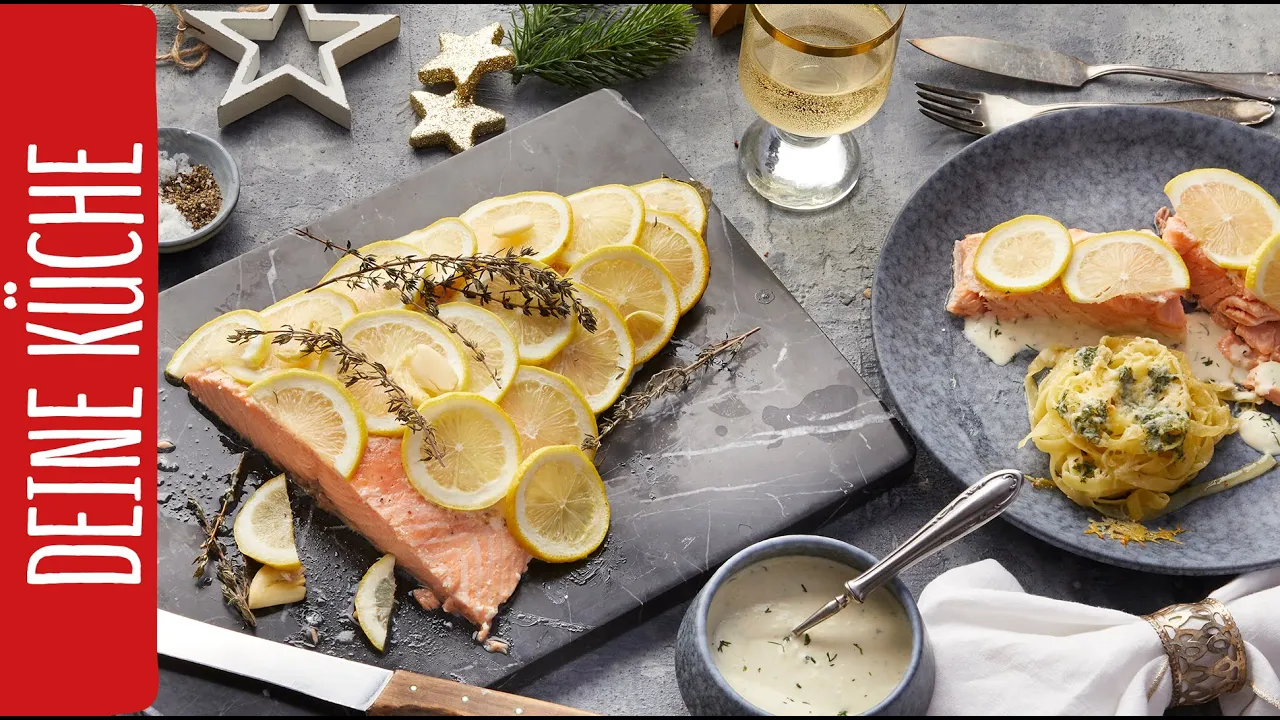Lachs mit Spinat in Sahne-Sauce, lecker, einfach und gesund. 