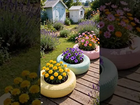 turn old tires into colorful planter #diy #recycling #recycle #howto