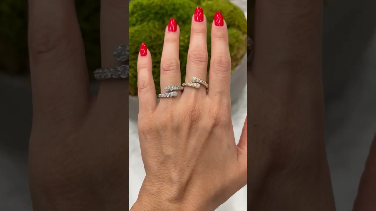 14K Gold Diamond Bezel Bypass Stacking Ring Band