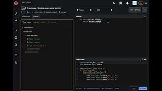 codewars python Grasshopper Terminal game combat function