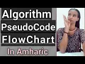 Algorithm Pseudocode and flowchart in C programming Chapter 2 in Amharic