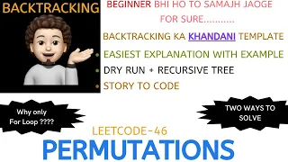 Permutations INTUITIVE Backtracking Template Two Ways Similar Problems Leetcode 46