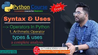 Day-06 Operators in Python Arithmetic Operator in Python Python For Beginners