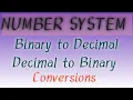Binary to Decimal and Decimal to Binary conversions Number system class 01