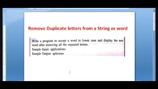 String Remove duplicate or repeated letters in a string using bluej