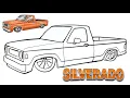 How to Draw a Slammed Chevy Silverado Custom Lowered Truck Pencil Drawing Step by Step