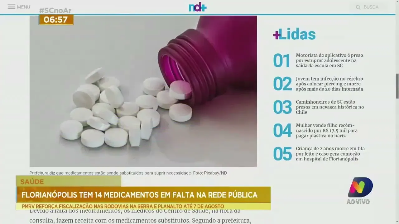 Florianópolis tem 14 medicamentos em falta na rede pública