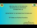 DT on Python Function Python Programming SNS Institutions