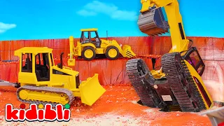 The EXCAVATOR falls into the Hole in the middle of a Treasure Hunt! | Cartoon for Kids | Kidibli