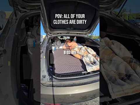 Car camping with dirty clothes