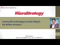 McroStrategy Tutorial Use of MicroStrategy Custom Object for Analysis