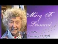 Mary F Leonard Memorial Service January 17 2022