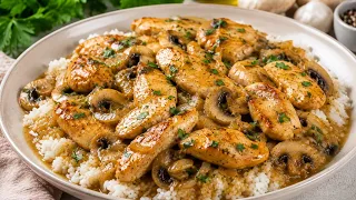 Курица с грибами в соусе — сочная грудка с рисом на каждый день! 🍄🍚