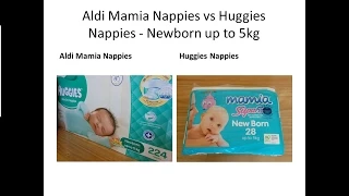 Aldi Mamia Nappies vs Huggies Nappies - Newborn up to 5kg