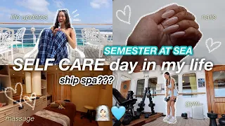 SELF CARE day in my life on SEMESTER AT SEA | life updates & ship spa 🧖‍♀️🩵 Colie At Sea Diaries