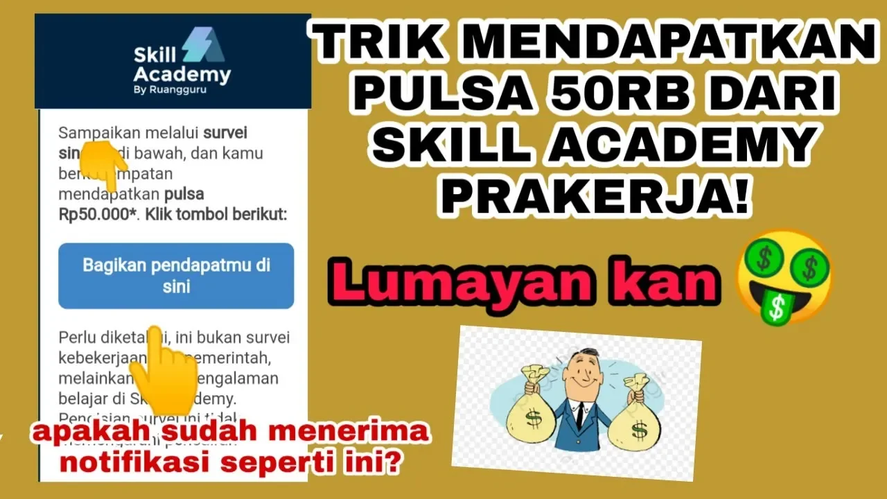 Isi Survei Prakerja dapat PULSA 50 RIBU ? (Pelatihan Skill Academy). 