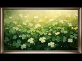 Gold Framed TV Art - Lucky Shamrock Field Painting
