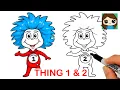 How to Draw Thing 1 and Thing 2 Easy Dr Seuss