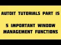 Autoit Tutorials Part 15 Five Important Window Management Functions