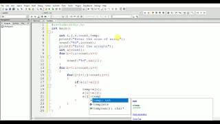 Sorting an array in C using nested for loop