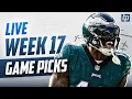 LIVE NFL WEEK 17 GAME PICKS FREE BETS PREDICTIONS PROPS AND PLAYS BettingPros