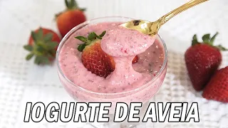 Fiz este Iogurte Cremoso e Saudável usando Aveia e Morango - Mamãe Vida Saudável