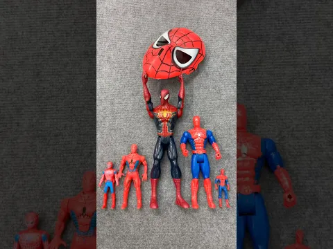 A complete collection of Spider-Man figures, in a wide range of sizes from small to large