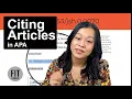 Citing Articles in APA