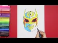 How to draw Sin Cara Mask WWE