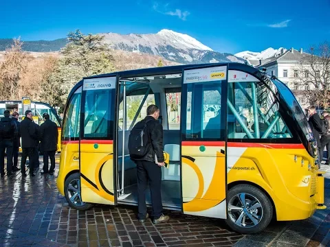 Download MP3 Self-driving Bus Autonomous Smartshuttle.ch by Carpostal Switzerland