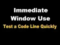 Immediate Window in VBA IDE