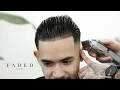 LOW FADE SLICK BACK HAIRCUT TUTORIAL BARBER TUTORIAL
