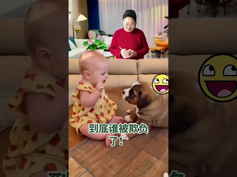 baby playing with cute dog 😂 강아지와 투닥투닥하는 아기🤣💖💜