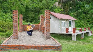 Start Building The Kitchen Build Large Brick Pillars Alone Build Dream House 