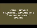 HTML HTML5 FileSystem API Android Chrome access to sdcard