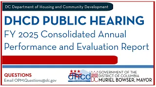 DHCD Public Hearing FY 2025 Consolidated Annual Performance and Evaluation Report - Dec 18 2025
