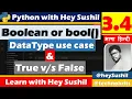 Use boolean or bool method to check True or False in Python Online Python Class Hindi